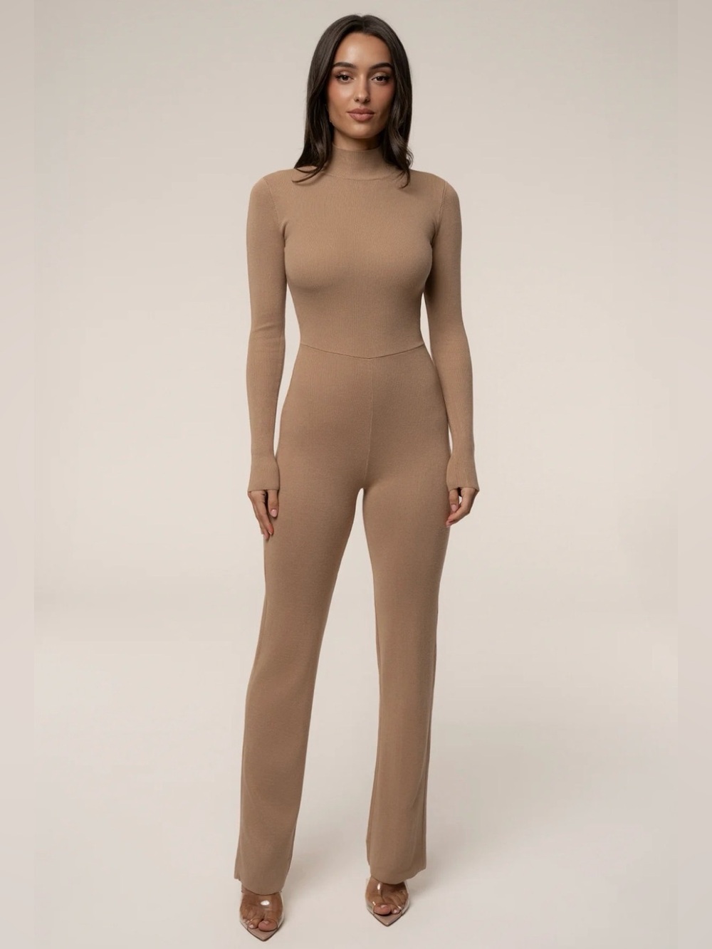 JLUXLABEL Tan jumpsuit long sleeve size XLnew tags, sexy